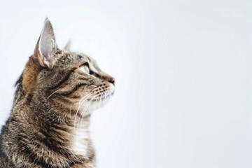 Obraz premium Cat Posing on White Background with Blank Space