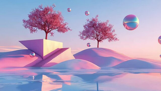 Stairs on surreal landscape