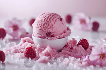 AI generated image of refreshing summer dessert isolated on white color background created with generative ai