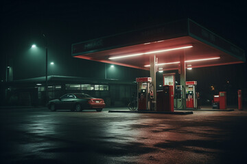 Modern gas station car fuel petrol stop charge made with Generative AI transport diesel shop cafe