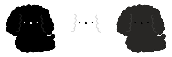 Monochrome Poodle Cartoon Cute Poodle Dog Cartoon illustration Kawaii Poodle