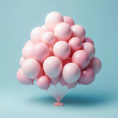 Floating Pink Balloons on a Soft Blue Background 3D