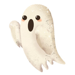 Watercolor Hand drawn illustration Rustic watercolor cute ghost isolated spooky halloween cartoon character element