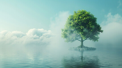 Tree Growing from a CO2 Symbol - Nature Reducing Emissions