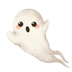 Watercolor Hand drawn illustration Rustic watercolor cute ghost isolated spooky halloween cartoon character element