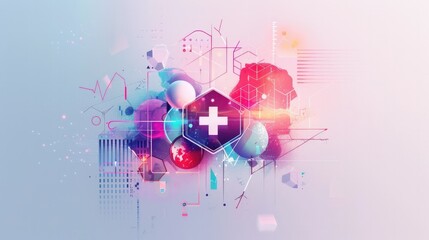 Fototapeta premium Futuristic Medical Icon Design with Abstract Geometric Shapes in Modern Minimalist Style