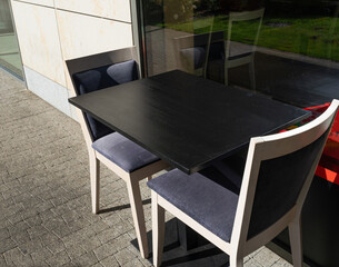 Street Restaurant Table, Empty Cafe Tables, Bistro Seat, Bar Terrace, Outdoor Restaurants, Cafeteria