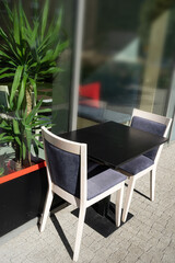 Street Restaurant Table, Empty Cafe Tables, Bistro Seat, Bar Terrace, Outdoor Restaurants, Cafeteria