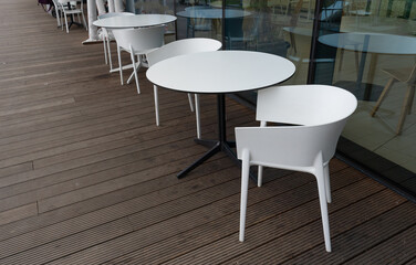 Street Restaurant Table, Empty Cafe Tables, Bistro Seat, Bar Terrace, Outdoor Restaurants, Cafeteria