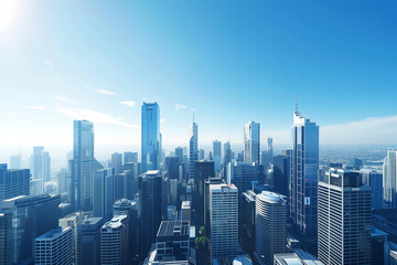 Skyline of Urban Financial District Under Blue Skies