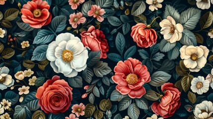 retro floral pattern, create a nostalgic vibe with vintage-style floral prints, perfect for enhancing your projects with a touch of retro charm