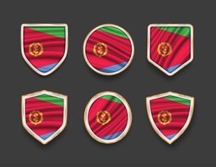 set of flags in frames with various frame shapes