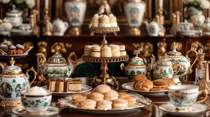 Elegant Afternoon Tea Setting with Exquisite Porcelain