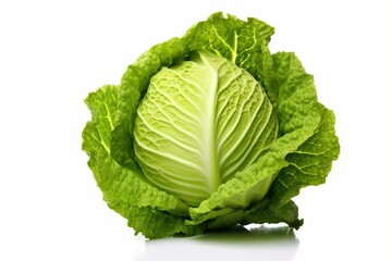 Fototapeta premium Savoy cabbage isolated on white background. Clipping path included.