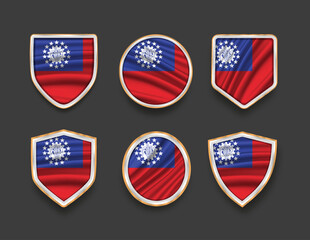 set of flags in frames with various frame shapes