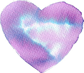 Watercolor heart shape strokes with disintegrating magical neon chameleon colors. Pink, purple, emerald, blue colors