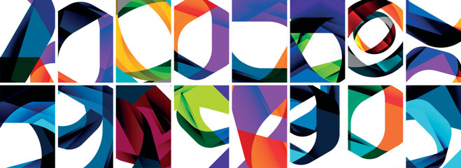 Collection of abstract background with waves, colorful shapes and 3d shadow effect. Vector Illustration For Wallpaper, Banner, Background, Card, Book Illustration, landing page