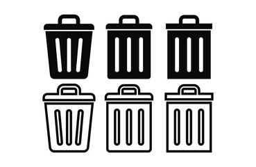 trash can icon vector design silhouette and outline design on white background