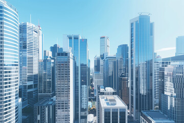 Fototapeta premium High-Rise Office Buildings in the Financial District with Blue Sky