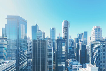 Obraz premium High-Rise Office Buildings in the Financial District with Blue Sky