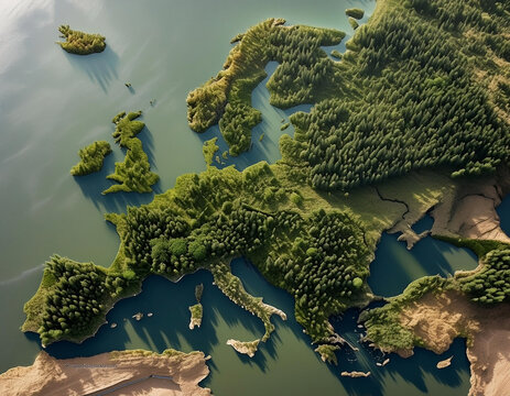 European green deal - Europe map made from vegetation
