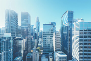 Fototapeta premium High-Rise Office Buildings in the Financial District with Blue Sky