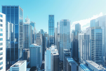 Fototapeta premium High-Rise Office Buildings in the Financial District with Blue Sky