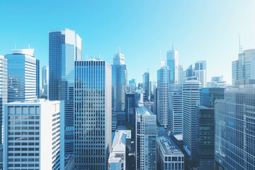 Obraz premium High-Rise Office Buildings in the Financial District with Blue Sky