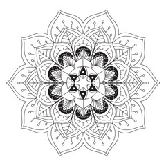 Decorative mandala design in black and white 