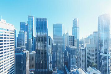 Fototapeta premium High-Rise Office Buildings in the Financial District with Blue Sky