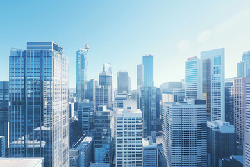 Fototapeta premium High-Rise Office Buildings in the Financial District with Blue Sky