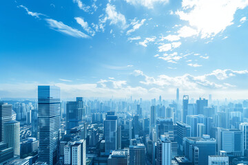 Fototapeta premium High-Rise Office Buildings in the Financial District with Blue Sky
