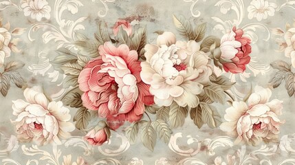 Classic Baroque wallpaper with a vintage floral seamless pattern