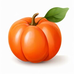 A persimmon fruit 3D isolated on white Background.