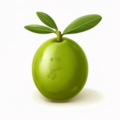 A olive fruit 3D isolated on white Background.