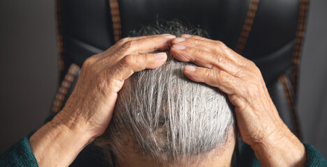Naklejka premium Caucasian elderly woman with a white hair.