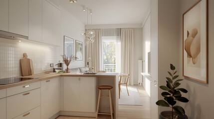 Scandinavian kitchen interior design, simple minimalist