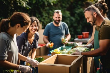 Volunteers helping at food bank