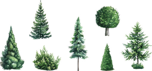 Set of decorative pine trees in Chinese style