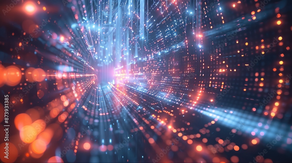 Aufkleber Wireless information flow, big data. An open data portal. Cyberspace concept at the global level. Free internet access and high-level technology. Generative AI.