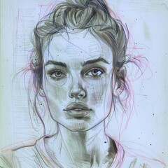 pencil sketchy style of a young woman