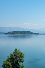 Bay views from green forests. View from the forest to the sea. Magnificent views from the forest to the sea. Magnificent bays of Muğla.