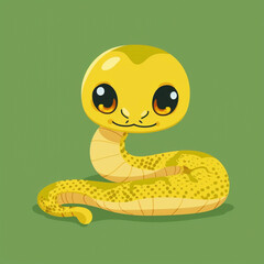 Fototapeta premium かわいい蛇のアイコンイラスト Generative AI