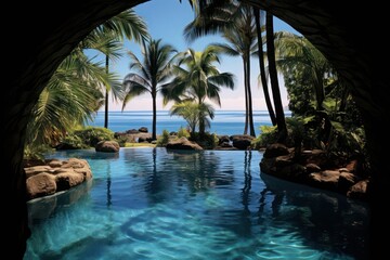 Pool nature landscape ocean architecture outdoors.