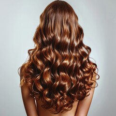 Fototapeta premium Woman With Great Hair. Luxurious Brown Curly Hair for Professional Styling