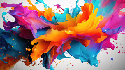 Colorful abstract background with paint splashes. Computer generated graphics., generative ai