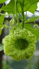 High-Resolution AI-Generated Background Featuring Luffa Vine, Perfect for Green Food, Nature, and Organic Concepts