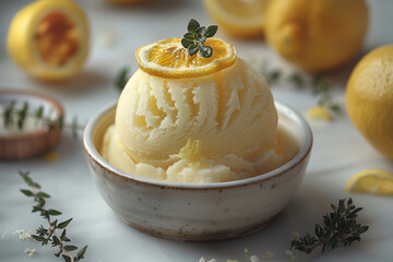 Refreshing Lemon Sorbet with Candied Peel