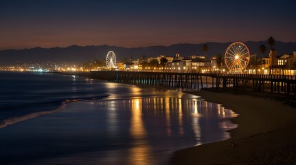 Santa Monica Pier at Night. generative.ai