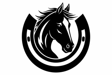 Horse or Stallion Inside Horseshoe Side View Woodcut Retro Style Silhouette Vector